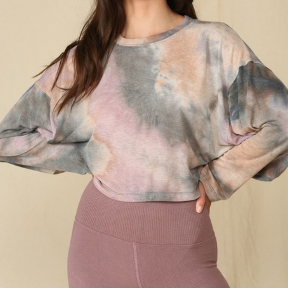 By Together Soft Tie Dye French Terry Pullover | Relaxed Fit Lounge Sweatshirt - Picture 4 of 9